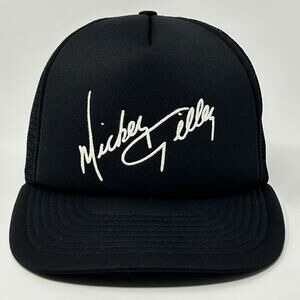 Vintage 80s Mickey Gilley Trucker Hat Baseball Cap Country Mesh Snapback Black
